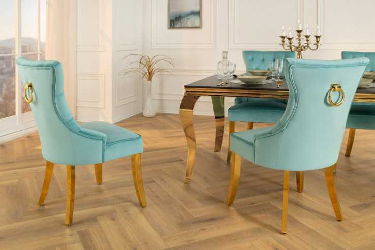  SAMMET LJUST BLÅ MED GULDBEN