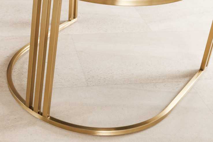 Chair EXTRAVAGANCIA beige chenille fabric w/ armrests and champagne golden frame