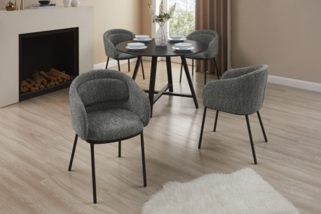 GRÅT TYG & SVART METALL