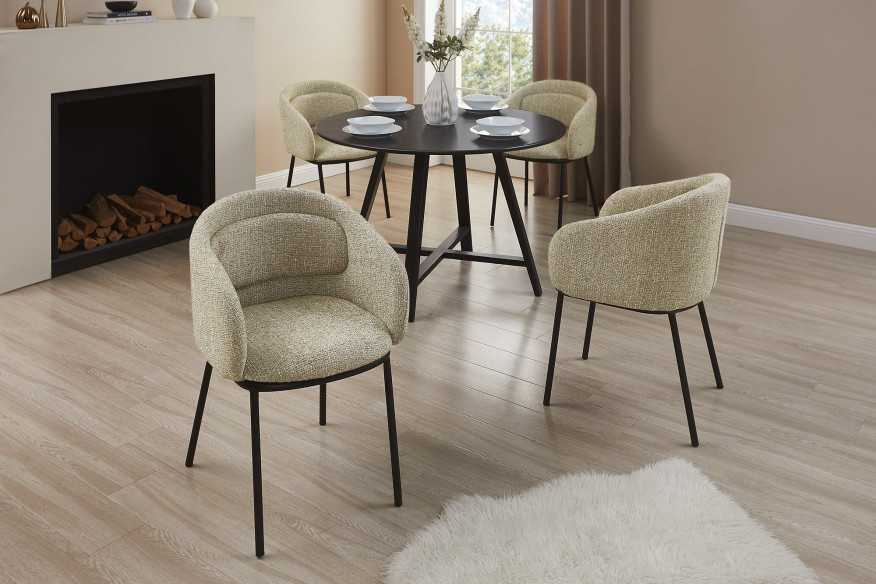 BEIGE BRUNT TYG & SVART METALL