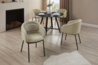 BEIGE BRUNT TYG & SVART METALL
