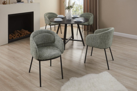 MÖRKGRÖNT TYG & SVART METALL