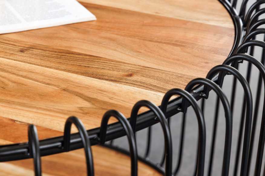  SVART METALL & NATURLIGT AKACIATRÄ