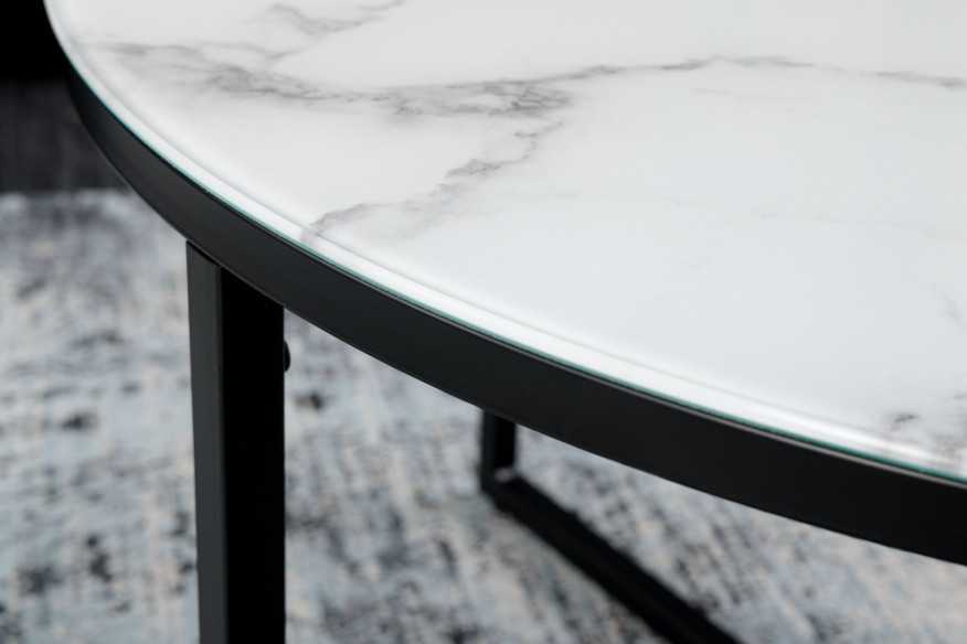  MARMORLOOK VITT GLAS & SVARTA BEN