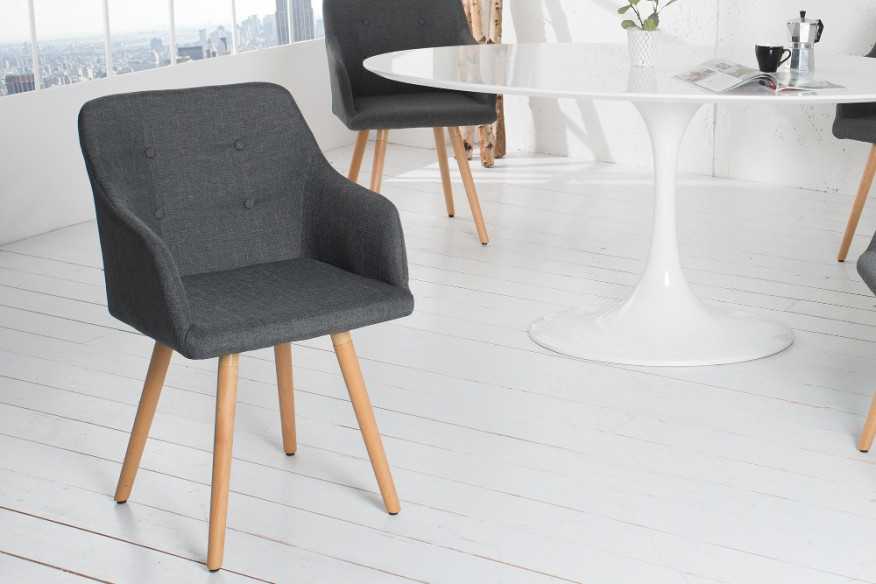 NORDIC XL - MÖRKGRÅ STOL I POLYESTER/TRÄ