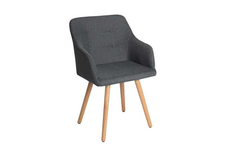 NORDIC XL - MÖRKGRÅ STOL I POLYESTER/TRÄ