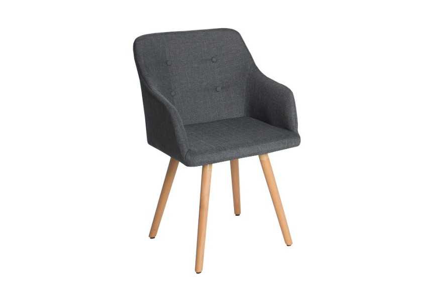 NORDIC XL - MÖRKGRÅ STOL I POLYESTER/TRÄ