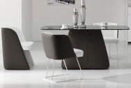 CLOUD RL - vit matbord med läderben & härdat glas