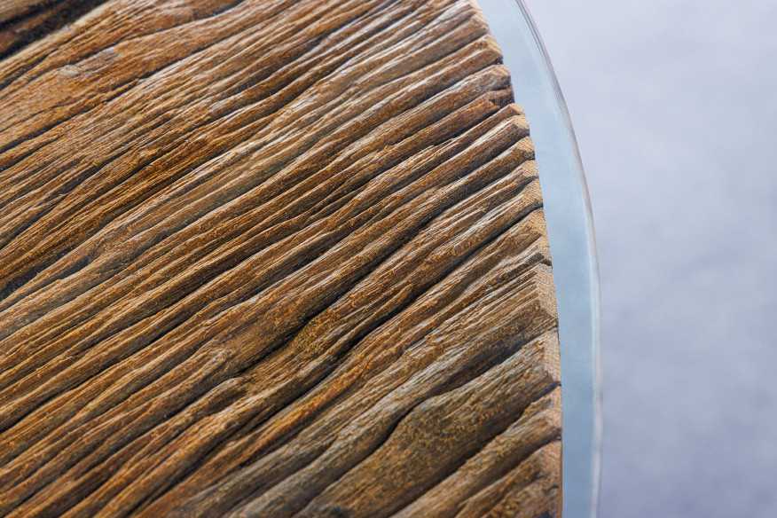  OVAL TEAK MED GLASSKIVA