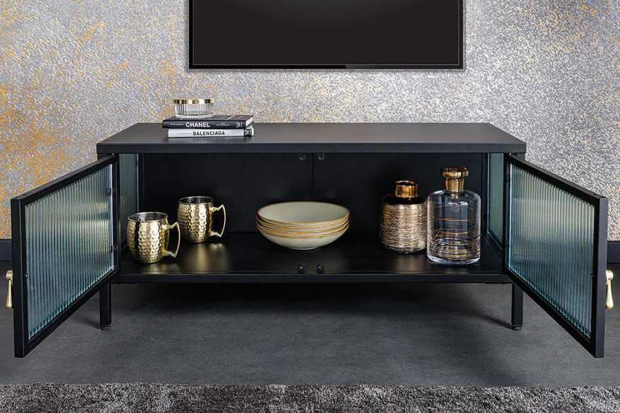  SVART METALL & RIBBAT GLAS