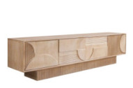 TV Board ART DECO 200cm 3D mango wood natural white