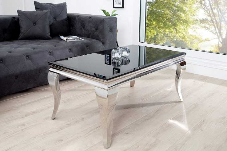 LUIS - 100CM SOFFBORD I SILVER/SVART GLAS
