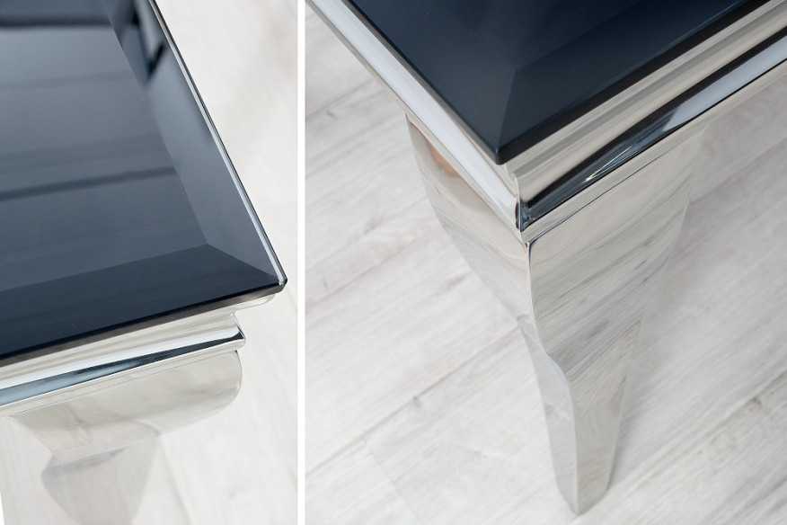 LUIS - 100CM SOFFBORD I SILVER/SVART GLAS