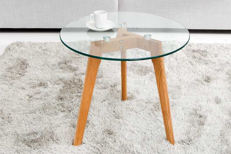 NORDIC OAK - 60cm soffbord i trä och glas