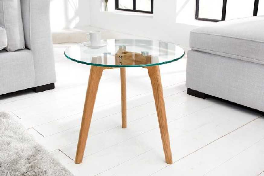 NORDIC OAK - 60cm soffbord i trä och glas