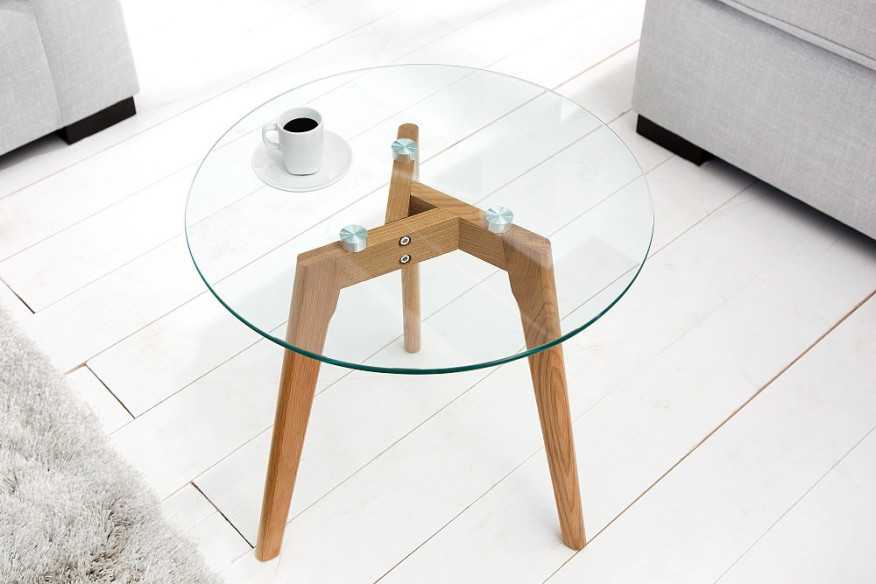NORDIC OAK - 60cm soffbord i trä och glas