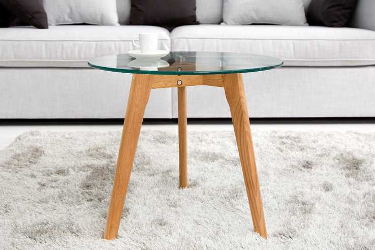 NORDIC OAK - 60cm soffbord i trä och glas