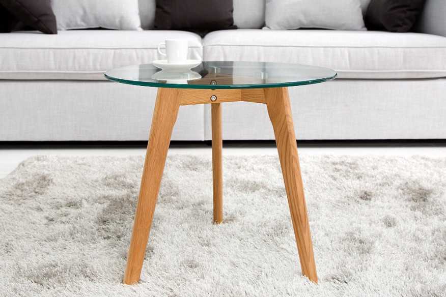 NORDIC OAK - 60cm soffbord i trä och glas